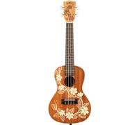 Kala Brand Music Co., Ukelele de 4 cuerdas, derecho, caoba teñida con gráfico marfil, concierto (KA-GARDENIA-C_W/BAG)