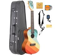 Kala KA-SURFAROUT - Juego de ukelele de concierto Far Out con funda, afinador, cuerdas Aquila, correa, DVD instructivo Austin Bazaar y paño de pulido