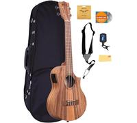 Kala KA-TK-T-CE - Ukelele tenor Tri-Top de teca con cutaway y ecualizador con funda, afinador, cuerdas Aquila, correa, DVD instructivo Austin Bazaar y paño de pulido