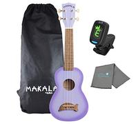 Kala Purple Burst Dolphin Makala Soprano Ukelele - Paquete MK-SD/PLBURST con un afinador y paño de pulido Lumintrail