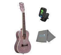 Kala - Ukelele de concierto rosa champán con un afinador y paño de pulido