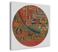 Kalachakra Mandala - Póster de arte tibetano vintage 2 en lienzo, decoración de dormitorio, paisaje, oficina, habitación, regalo, 40 x 40 cm