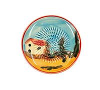 Kaladia - Plato de rallador de cerámica, ideal para jengibre, queso parmesano, etc. - Diseño: casa de campo - Diámetro: 12 cm - Hecho a mano y pintado a mano - Fabricado en España
