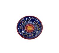 Kaladia - Plato de rallador de cerámica, para jengibre, parmesano, etc., azul con borde rojo, diámetro: 12 cm, hecho a mano y pintado a mano, fabricado en España