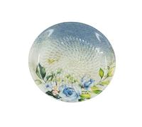 Kaladia - Plato de rallador de cerámica, para jengibre, parmesano, etc., azul con flor azul, diámetro: 12 cm, hecho a mano y pintado a mano, fabricado en España