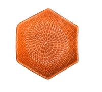 Kaladia - Plato de rallador hexagonal de cerámica - Rallador de cerámica liso - Rallador de cocina ideal para jengibre, queso parmesano, chocolate, etc. - En naranja - Tamaño: 12 x 3 cm - Hecho en
