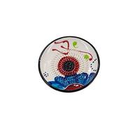 Kaladia Rallador de cerámica/Cesto de cerámica - ideal para jengibre, parmesano, etc. - en blanco con flor azul - Diámetro: 12 cm - hecho a mano y pintado a mano - Fabricado en España