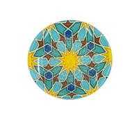 Kaladia Rallador de cerámica/Cesto de cerámica - ideal para jengibre, parmesano, etc. - en turquesa con estrellas amarillas - Diámetro: 12 cm - hecho a mano y pintado a mano - Fabricado en España