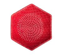 Kaladia Rallador de cerámica hexagonal - Rallador de cerámica monocolor - Rallador de cocina ideal para jengibre, parmesano, chocolate, etc. - en rojo - Dimensiones: 12 x 3 cm - Hecho a mano y pintado