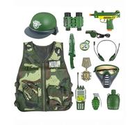 KalaDuck Juguetes del Ejército para Niños, Niños Chaleco Militar Disfraz con Casco y Accesorios de Juguete Militares, Soldados Halloween Uniforme Militar Juego de rol Juguetes Regalo para Niños Niñas