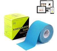 KALAHARI 1 X Rollo Cinta Kinesiologica Profesional más e-Book Manual Aplicaciones en Español - Synthetic Kinesiology Tape para una Mejor Adherencia y Resistencia al Agua y al Sudor - (5cm x 5m) AZUL
