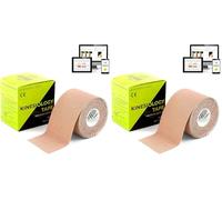 KALAHARI 1 X Rollo Cinta Kinesiologica Profesional más e-Book Manual Aplicaciones en Español - Synthetic Kinesiology Tape para una Mejor Adherencia y Resistencia al Agua y al Sudor - (5cm x 5m) CARNE