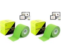 KALAHARI 1 X Rollo Cinta Kinesiologica Profesional más e-Book Manual Aplicaciones en Español - Synthetic Kinesiology Tape para una Mejor Adherencia y Resistencia al Agua y al Sudor - (5cm x 5m) VERDE