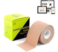 KALAHARI 1 X Rollo Cinta Kinesiologica Profesional más e-Book Manual Aplicaciones en Español - Synthetic Kinesiology Tape para una Mejor Adherencia y Resistencia al Agua y al Sudor - (5cm x 5m) CARNE