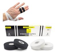 KALAHARI 4 x Tape Dedos extra largo (Total 54m), Cinta adhesiva vendaje finger taping, Voleibol, Escalada. Esparadrapo Deportivo, Sport Tape, No elástico, 100% algodón, Blanco + Negro, 1,5cm x 13,7m