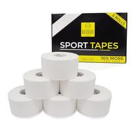 KALAHARI 6 X Tape Vendaje Deportivo Extra Largo - 3,8 cm x 13,7 m - Cinta adhesiva para dedos Voleibol, Fútbol, Crossfit, Escalada - Esparadrapo Deportivo, Sport Tape, No Elástica, 100% Algodón Blanco