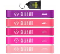Kalahari Bandas Elásticas Fitness más ebook Ejercicios en Español y Bolsa - Set de 5 Cintas Elasticas Musculacion con Diferentes Niveles de Resistencia para Entrenamiento, Gimnasio en casa, Pilates