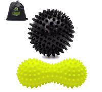 KALAHARI Bolas Masaje Muscolas, Pelota Doble pinchos y con Pinchos + eBook Ejercicios, Massage Ball para Automasaje Muscular, Fascitis Plantar, Recuperación y Movilidad - Spiky Ball Reflexología Podal