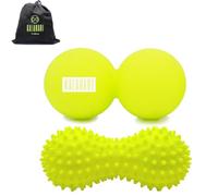 KALAHARI Bolas Masaje Muscolas, Pelota Doble pinchos y Lisa + eBook Ejercicios, Massage Ball para Automasaje Muscular, Fascitis Plantar, Recuperación y Movilidad - Spiky Ball para Reflexología Podal