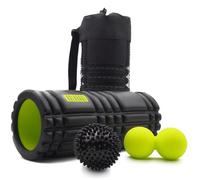 KALAHARI Foam Roller Kit, 3 en 1 + eBook ejercicios, Rodillo de espuma Masaje Muscular, Bola Doble y con Pinchos - para Recuperación, Flexibilidad y Movilidad - Rulo Masajeador Pilates, Yoga, Fitness