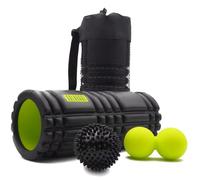 KALAHARI Foam Roller Kit, 3 en 1 más Ebook ejercicios en Español - Rodillo Masaje Muscular, Bola Doble y con Pinchos - para Terapia de Trigger Point y Automasaje muscular Miofascial, Rulo Masajeador