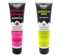 KALAHARI Kit Calor + Frío, Árnica Gel 98% + Garra del Diablo, Pre y Post entrenamiento, Acción intensa para Masajes Muscular y Articular, Contracturas, Movilidad - Extra fuerte, Made in Italy