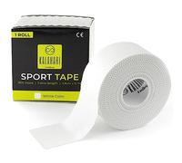 KALAHARI Tape Vendaje deportivo extra largo, Cinta adhesiva para dedos Voleibol, Fútbol, Escalada, Crossfit - Esparadrapo Deportivo, Sport Tape, No elástico, 100% algodón, Blanco - 3,8cm x 13,7m