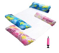 Kalamakala Hamaca Piscina 2pcs, Colchonetas Inflables Piscina, PortáTil Colchonetas Piscina Grandes, 4-En-1 Hamaca Hinchable Piscina, Flotadores Piscina con Bomba de Aire (Azul + Rosa)