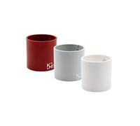 KalaMitica - Juego de 3 cilindros magnéticos de 6,5 cm - Hielo, rojo, blanco - Contenedores de almacenamiento o porta jarrones magnéticos con imán potente para pizarras magnéticas de pared