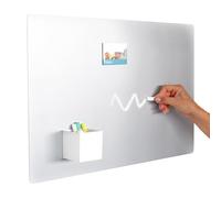 KalaMitica - Pizarra Magnética de Pared - Pizarra de Acero Escribible con Tiza y Borrable, Tablero Imantado para Imanes - Plata (Gris Claro), 56x38 cm