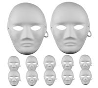 Kalastussaari Máscaras de cara llena de bricolaje, máscaras maché de papel liso de 12 piezas, máscara blanca de papel pintable con banda de goma para carnaval Halloween DIY/7x9