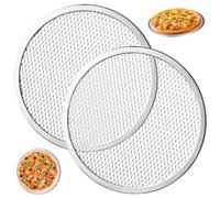 Kalastussaari Pantalla de pizza de 2 piezas Bandeja de pizza de malla de aluminio antiadherente de 12 pulgadas engrosado de 12 pulgadas Bande