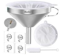 Kalave Embudo de cocina premium con filtro de malla 200, embudo de acero inoxidable de grado alimenticio para botellas de llenado (13 cm)
