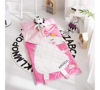 Kalavika - Saco de dormir para niños de algodón de nido de ángel, alfombra de siesta con bonito diseño y almohada para escuela, regalo para nacimiento, bautizo, bautizo, color rosa