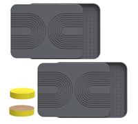 Kalawen Alfombrilla Escurreplatos con Tierra de Diatomeas para Secado Rápido, Alfombrilla Absorbente Cocina de Cocina Antideslizante, 2 Tapetes Secaplatos, 2 Bases de Silicona, Juego de 4 Piezas(Gris)