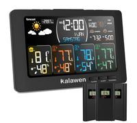 Kalawen Estación meteorológica con 3 sensores externos temperatura interior exterior higrómetro radio despertador humedad RCC DCF