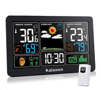 Kalawen Estación meteorológica Interiore Exteriore 10 en 1, Estaciones meteorológicas multifuncionales Pantalla LCD Colorida Temperatura Humedad Fecha previsión Meteorológica para Casa