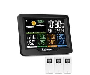 Kalawen Estación Meteorológica Profesional con Sensor Exterior Interior RCC Estación Meteorológica para Temperatura Humedad Barómetro Alarma Fase Lunar - 10 en 1