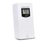 Kalawen Sensor inalámbrico para exteriores, color blanco, temperatura e higrómetro, estación meteorológica, transmisor de 3 canales para estación meteorológica y despertador con proyección, color