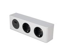 kalb | Estación de carga USB para muebles, montaje bajo el árbol, caja de energía versátil con 2 enchufes Schuko y puertos USB (USB-A y USB-C), 200 x 46 x 62,5 mm, 230 V, fácil montaje para aparatos