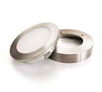 kalb | Foco empotrable LED Foco empotrable bajo armario 6,3cm ∅ Foco empotrable para muebles incl. anillo superior, acero inoxidable cepillado, 12VDC, 3,5Watt, blanco cálido