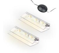 kalb | Iluminación de bordes de vidrio LED Ambilux Clip transparente 3000K 5000K 1-10 sets para vidrio de 4-10 mm, interruptor de pie, ampliable con regulador (Blanco cálido, Set de 2 unidades)