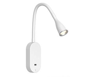 kalb Material für Möbel Luminaria para la cama led «Tulipano II» de 4,5 W luminaria para leer USB lámpara para la cama estación de carga, color: blanco