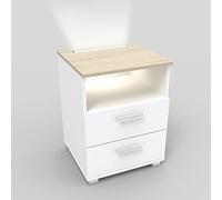 Kalb Mila - Mesita de noche con luz LED integrada, intensidad regulable, color roble