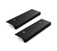 Kalb MonoGrip 150 Tirador negro de aluminio para muebles de cocina, tirador para cajones y cajones de cocina, color negro oculto, 150 mm, 113 mm, distancia entre taladros, moderno mate (2)