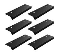 kalb | MonoGrip 150 Tirador negro de aluminio para muebles, tirador para cajones de cocina, asa oculta de 150 mm, distancia de perforación de 113 mm, moderno mate (6)