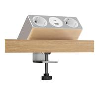 Kalb Nexura - Enchufe múltiple para mesa (2 enchufes de 230 V CA, USB A/C 30 W, montaje flexible con abrazadera en C o placa de montaje, cable de 2 m, Plug & Play, para el hogar, oficina y muebles,