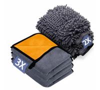 KALBIGRO Juego de 3 Piezas Bayeta Microfibra & 2 Piezas Manoplas de Secado Lavado, 600 g/m²