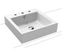 Kaldewei Puro lavabo 46x46 cm cuadrada sobre encimera blanco brillante 900606033001