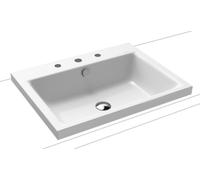 Kaldewei Puro lavabo 60x46 cm rectangular sobre encimera blanco brillante 900406033001